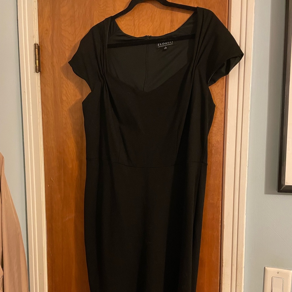 Eloquii sweetheart neck knee length black ponte cocktail dress